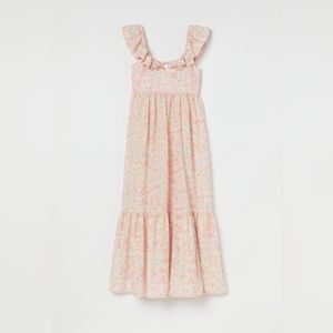 H&M Long And Flared Dress Sleeveless Open Back Maxi Floral Size Large